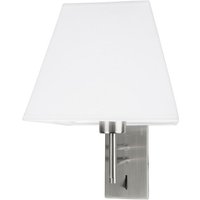 Chandler Wandleuchte mit Schirm Satin Nickel Aluminium Schirm weiß led E27 - Merano von MERANO