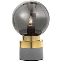 Gander Globe Tischlampe rauchgraues Glas Messing, grauer Metallsockel led E14 - Merano von MERANO