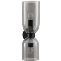 Merano - Kamloops Slim Up & Down Wandleuchte Rauchglas Schwarzer Metallsockel led E14 von MERANO