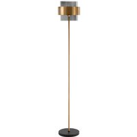 Kelowna 25cm Stehlampe mit Schirm Rauchglas Messing Gold Metall led E27 - Merano von MERANO