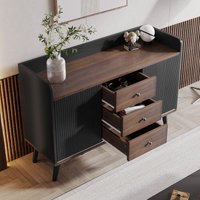 Merax Sideboard mit 3 Schubladen und 2 Schiebetüren, Kommode aus Holz mit verstellbaren Einlegeböden, Aufbewahrungsschrank, B/H/T: von MERAX