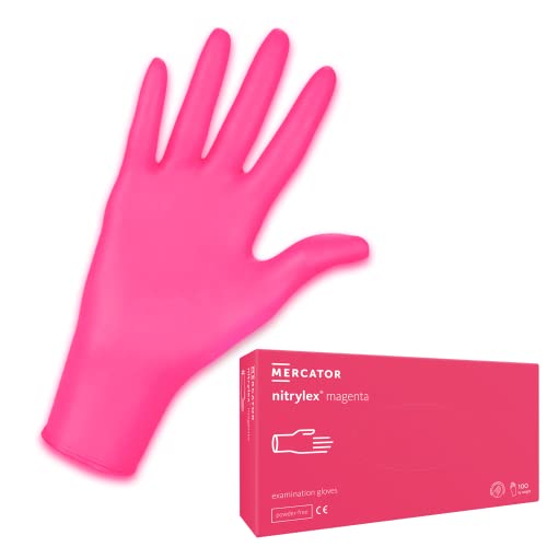MERCATOR MEDICAL Guantes desechables nitrylex® magenta, Größe:L - 100 Stück von MERCATOR MEDICAL