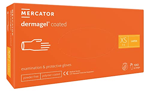 MERCATOR MEDICAL Latexhandschuhe DERMAGEL COATED, Größe: XS - 100 Stück, Einweghandschuhe, puderfreie Schutzhandschuhe, durchsichtige Einmalhandschuhe MERCATOR MEDICAL Latexhandschuhe DERMAGEL COATED, Größe: XS - 100 Stück, Einweghandschuhe, puderfreie Schutzhandschuhe, durchsichtige Einmalhandschuhe von MERCATOR MEDICAL