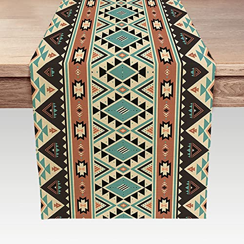 Boho-Tischläufer, südwestlicher Indianer, ethnischer Azteken-Tischläufer, rustikale Bauernhaus-Tischdekoration für Küche, Esszimmer, Couchtisch, 33 x 183 cm von MERCHR