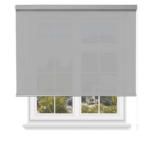 MERCURY TEXTIL - Rollo zum Aufrollen, 5 % Öffnung, bietet Privatsphäre. Verdunkelungsrollo für Türen und Fenster, wärmeisolierend, lichtdurchlässig, Montage an Wand und Decke (100 x 200 cm, Grau) von MERCURY TEXTIL