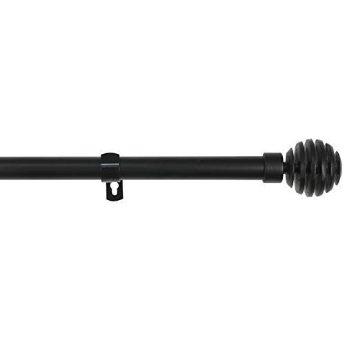 MERCURY TEXTIL Universal-Gardinenstange, ausziehbar, ausziehbar, Schwarz, 160 - 310 cm, rotierende Kugel von MERCURY TEXTIL