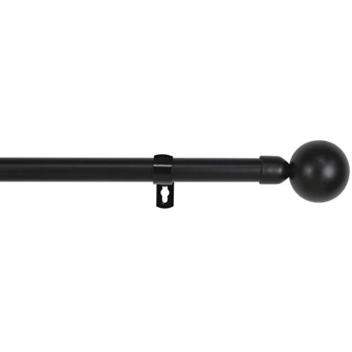 Universal-Gardinenstange aus Schmiedeeisen, ausziehbar, dekorativ, Schwarz, 120-210 cm Kugel von MERCURY TEXTIL