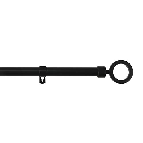 Universal-Gardinenstange aus Schmiedeeisen, ausziehbar, dekorativ, Schwarz, 120 - 210 cm Ringe von MERCURY TEXTIL