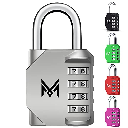 MERCURYAL Zahlenschloss 4 Stellig-Vorhängeschloss - Kombinationsschloss - Schloss mit Zahlencode - Vorhängeschloss mit zahlencode – Zahlenschloss – Lock - Schlösser für Spind, Schuppen (Silber, 1) von MERCURYAL