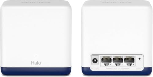 Mercusys Halo H1900G Mesh WLAN Set (2er Pack), AC1900 Dual Band Router & Repeater, 3 x Gigabit Ports für Jede Einheit, empfohlen für Häuser mit 2-3 Schlafzimmern, MERCUSYS App von MERCUSYS