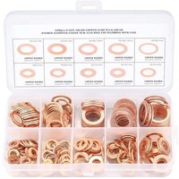 Mereteet - Kupfermetallscheiben, Dichtungsringe, Flachscheiben, O-Ringe mit Box zum Abdichten - 200 Stück/M5 M6 M8 M10 M12 M14 Mereteet - Kupfermetallscheiben, Dichtungsringe, Flachscheiben, O-Ringe mit Box zum Abdichten - 200 Stück/M5 M6 M8 M10 M12 M14 von MERETEET