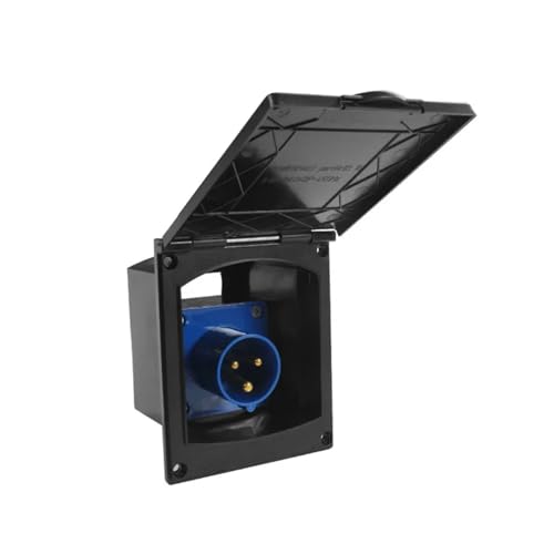 1Pc 220-250 16A RV Externe Steckdose Mit Abdeckung Wasserdichte Steckdose for Caravan Camper Änderung Zubehör,Wetterbeständig(Only Socket 16Ablack) von MERHOVO