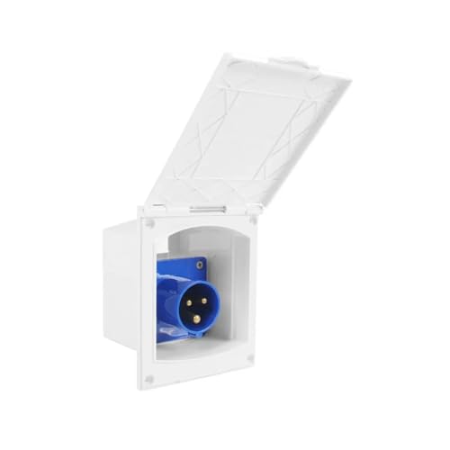 1Pc 220-250 16A RV Externe Steckdose Mit Abdeckung Wasserdichte Steckdose for Caravan Camper Änderung Zubehör,Wetterbeständig(Only Socket 16Awhite) von MERHOVO