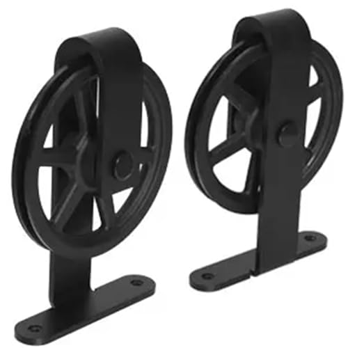 2 Stück schwarzes Rollenaufhänger-Set for Schiebetüren aus Holz mit Zubehör (ohne Schiene/ohne Türen),Schwere Struktur von MERHOVO