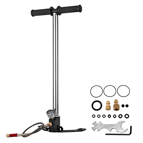 3 Stage PCP Pump + Pressure Gauge 450 0psi Tire Kayak Ball Inflatable Rifle Air Gun Filling Stirrup High Hand Hohe Anpassungsfähigkeit(Silver) von MERHOVO