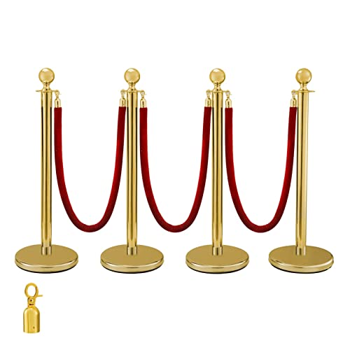 38 -Zoll -Gold Silber Stanchion Posts Warteschlangen Rote Samt Seilmenge Kontrolllinie Barrieren mit stabiler Basis for Partyzubehör Hohe Anpassungsfähigkeit(C) von MERHOVO