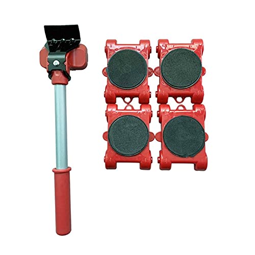 Anhängerstütze, Möbel Mover Werkzeug Transportheber Set Heavy Suffs Umzug Räder Roller Bar Haushalt Handwerkzeuge Professionelle Sets,Korrosionsbeständig(Rood) von MERHOVO