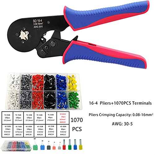 Drahtseilschneider, Crimpzange Kabelschlauch terminal Crimp-Werkzeuge 0.08-16mm² Mini selbsteinstellende elektrische rohrförmige terrules termin box set(16-4 1070 Terminal) von MERHOVO