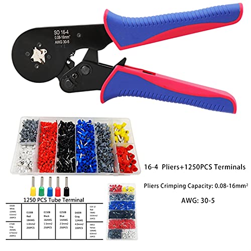 Drahtseilschneider, Crimpzange Kabelschlauch terminal Crimp-Werkzeuge 0.08-16mm² Mini selbsteinstellende elektrische rohrförmige terrules termin box set(16-4 1250 Terminal) von MERHOVO