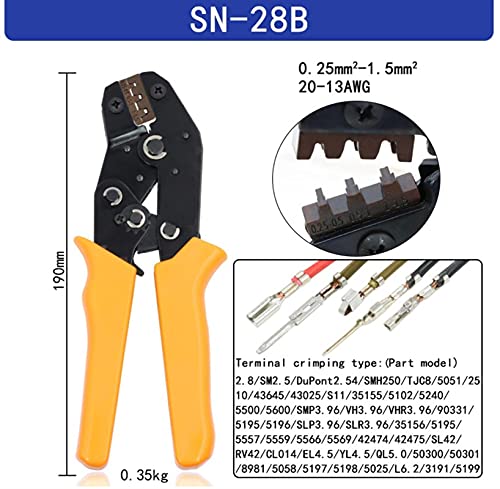 Drahtseilschneider, Draht Crimpzange 0.5-2.5mm2 20-1 3AWG. for Box. TAB 2.8 4.8 6.3 SM2.5 XH2.54 Terminals setzt elektrische Handwerkzeuge(SN-28B) von MERHOVO