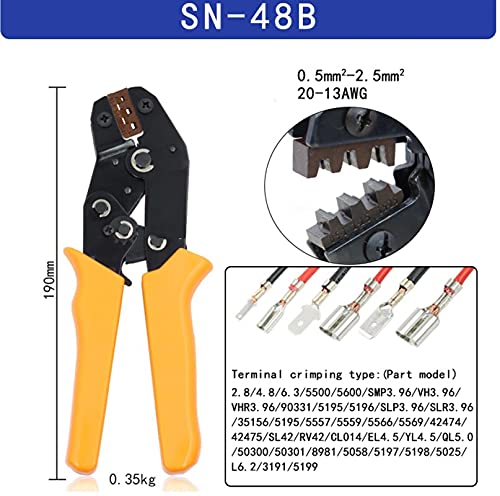 Drahtseilschneider, Draht Crimpzange 0.5-2.5mm2 20-1 3AWG. for Box. TAB 2.8 4.8 6.3 SM2.5 XH2.54 Terminals setzt elektrische Handwerkzeuge(SN-48B) von MERHOVO