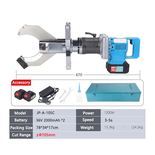 Ektrischer hydraulischer Kabelschneider JP-105C Li-Batterie Tragbare Kupfer-Aluminium-Panzerkabelschneidemaschine Schnel Kabelschere für Cu-Kabelschuhe(Li-Battery) von MERHOVO