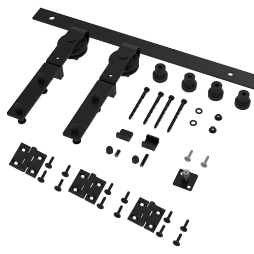 Faltbares Schiebetür-Hardware-Kit for Scheunentore, robustes Rollenschienen-Kit for 2 Türen, keine Türen, reibungslos und leise, einfach zu installieren,Schwere Struktur(4FT(1.2M)) von MERHOVO