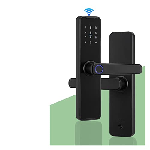 Intelligentes Türschloss, Biometrisches Fingerabdruck-Türschloss K7 PLUS 8-sprachiges Smart Lock Tuya App Unlock Lock Elektronisches Türschloss für die Haustür(22x170) von MERHOVO