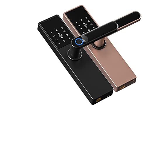 Intelligentes Türschloss, Biometrisches elektronisches Türschloss Digital Black Smart Lock Tuya App Fernentriegelung Keyless Lock Fingerabdruck-Türschloss für die Haustür(22x235 5572R,ROSE GOLD) von MERHOVO