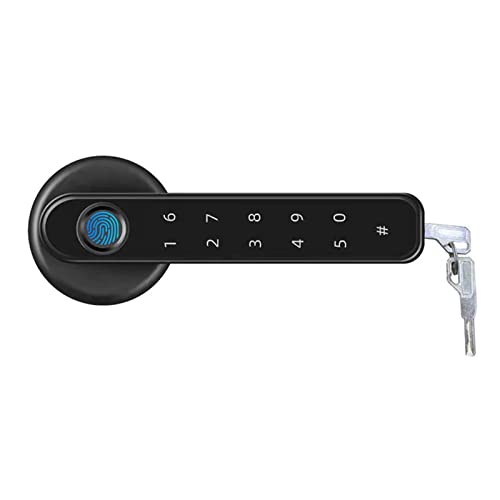 Intelligentes Türschloss, Bluetooth-kompatibles Passwort-Griffschloss USB-Ladetürgriffschloss mit 2 Schlüsseln Hebelgriffschloss Keyless Entry for Wohnung für die Haustür(Black with Tuya) von MERHOVO
