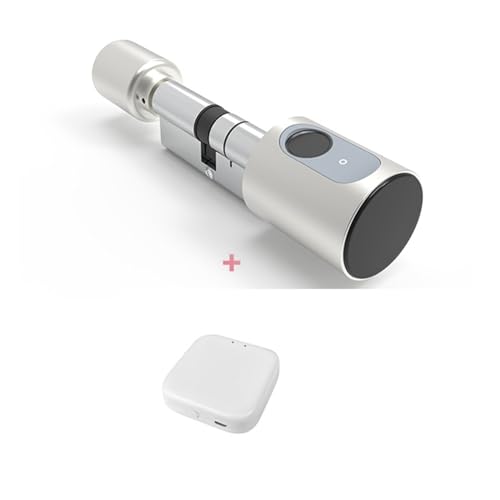 Intelligentes Türschloss, Einstellbares Euro-Zylinder-Smart-Schloss Tuya BLE Finrabdruck-IC-Kartenschlüssel Telefon-App Home Elektronisches Türschloss Core Digital Keyless für die Haustür(Tuya Silver von MERHOVO