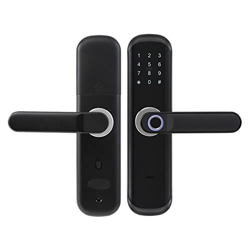 Intelligentes Türschloss, TT Lock Fingerabdruck Türschloss M1 Karte Passwort Keyless Add Gateway Arbeit mit Unlock Black X3 für die Haustür(22x235 6072) von MERHOVO