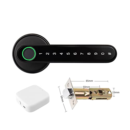 Intelligentes Türschloss, Tuya APP Bluetooth-kompatibles Fernbedienungs-Smart-Fingerabdruck-Biometrieschloss for Innentüren aus Holz und Metall für die Haustür(Single with gateway) von MERHOVO