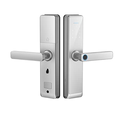 Intelligentes Türschloss, Tuya Biometrische Elektronik Türschloss Digital Smart Fingerprint Türschloss Passwort App Eingangstürschloss for Zuhause Rot Bronze für die Haustür(156x22(5050),Siliver) von MERHOVO