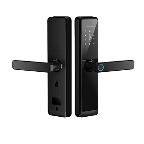 Intelligentes Türschloss, Tuya Biometrische Elektronik Türschloss Digital Smart Fingerprint Türschloss Passwort App Eingangstürschloss for Zuhause Rot Bronze für die Haustür(125x22(5050),Noir) von MERHOVO