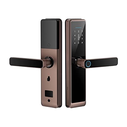 Intelligentes Türschloss, Tuya Biometrische Elektronik Türschloss Digital Smart Fingerprint Türschloss Passwort App Eingangstürschloss for Zuhause Rot Bronze für die Haustür(165x22(5050),Rose gold) von MERHOVO