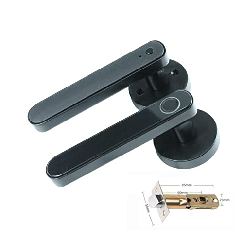Intelligentes Türschloss, Tuya Digital Electronic Smart Door Lock Biometrischer Fingerabdruck-Türgriff Keyless Digital Password Smart Home für die Haustür(Black and Gateway) von MERHOVO