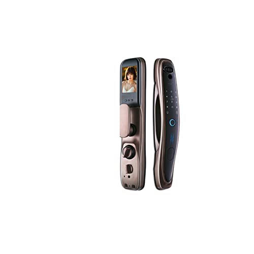 Intelligentes Türschloss, Tuya Smart 3D Face Door Lock Security Face Camera Monitor Intelligentes Fingerabdruck-Passwort Biometrischer elektronischer Schlüssel entsperren für die Haustür(Gold-24-280-R von MERHOVO