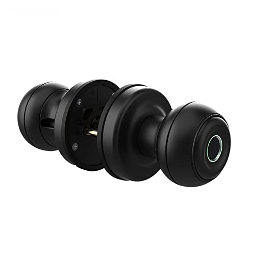 Intelligentes Türschloss, Tuya Smart Door Lock Biometric Fingerprint Lock Smart Home Türknauf mit USB-C Notladesicherheitsschutz für die Haustür(Noir) von MERHOVO