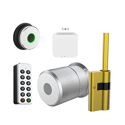 Intelligentes Türschloss, Tuya Smart Lock TTlock Fingerabdruckzylinder for Tür 50-100 mm Dicke Unterstützung WIFI-Schloss for Smart Home für die Haustür(M521 Gatway Fin Key,TUYA Version) von MERHOVO