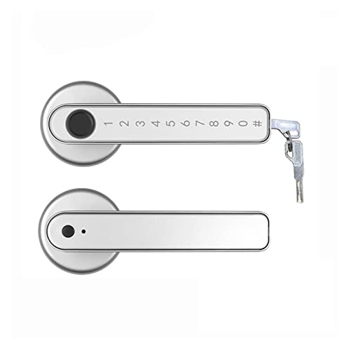 Intelligentes Türschloss, Tuya Smartlife APP Bluetooth-kompatibles Fernbedienungs-Smart-Fingerabdruck-Biometrieschloss for Innentüren aus Holz und Metall für die Haustür(Silver with gateway) von MERHOVO