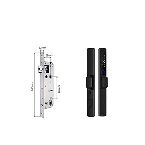 Intelligentes Türschloss, Wasserdichte Tuya Fingerabdruckschlösser mit rundem Griff, elektronisches Smart-Sliding-IC-Kartencode-Schloss for Aluminiumglas-Push-Pull-Tür für die Haustür(Black 2885,Short von MERHOVO