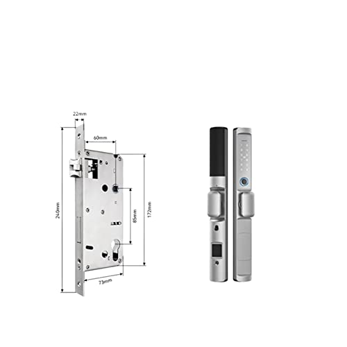 Intelligentes Türschloss, Wasserdichte Tuya Fingerabdruckschlösser mit rundem Griff, elektronisches Smart-Sliding-IC-Kartencode-Schloss for Aluminiumglas-Push-Pull-Tür für die Haustür(Silver 6085,Shor von MERHOVO