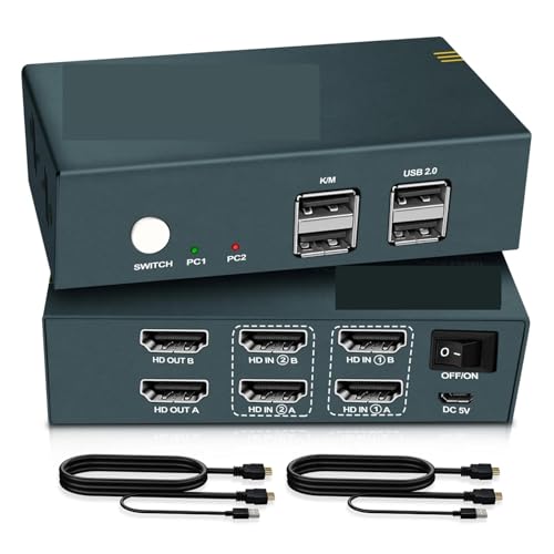 KVM-Switch 4K ermöglicht reibungslose Übergänge zwischen zwei Bildschirmen, for verschiedene Anwendungen, hochauflösende, lebendige Bilder Nahtlose Umschaltung von MERHOVO