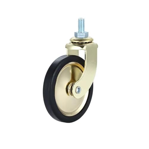 Lenkrollen, (4 Packungen) 3-Zoll-Speiserad mit Schraubstiel, goldfarbene Bremse und drehbare PP-Lenkrolle, Handschub-Möbelrolle mit geräuschlosem Rad,Flexible Bewegung(M8-Universal) von MERHOVO