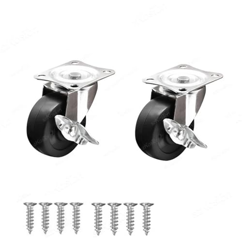 Lenkrollen, 2/4 Stück robuste Lenkrolle, geräuschlose Trolley-Räder, drehbare Möbelrolle mit Sicherheitsverriegelungsbremse for Tisch, Stuhl, Sofa,Flexible Bewegung(2pcs-with Brake,1 inch) von MERHOVO