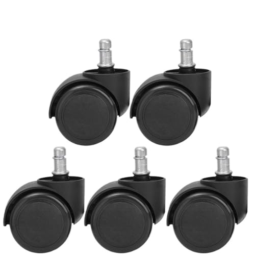 Lenkrollen, 2-Zoll-Ersatz-Soft-Mute-Schreibtisch-Lenkräder for Arbeits-Gaming-Stuhl, robuste und sicher rollende Bürostuhl-Räder-Hardware,Flexible Bewegung(5PCS-Black) von MERHOVO