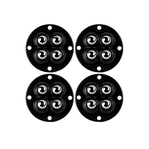 Lenkrollen, 4 Stück Edelstahl Universal 360 Grad Rotation Riemenscheibe Selbstklebende Lenkrolle Mini Schwenkräder for Möbel Aufbewahrungsbox,Flexible Bewegung(4pcs black) von MERHOVO