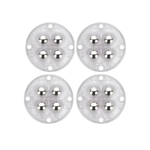 Lenkrollen, 4 Stück Edelstahl Universal 360 Grad Rotation Riemenscheibe Selbstklebende Lenkrolle Mini Schwenkräder for Möbel Aufbewahrungsbox,Flexible Bewegung(4pcs transparent) von MERHOVO