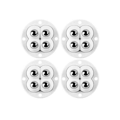 Lenkrollen, 4 Stück Edelstahl Universal 360 Grad Rotation Riemenscheibe Selbstklebende Lenkrolle Mini Schwenkräder for Möbel Aufbewahrungsbox,Flexible Bewegung(4pcs white) von MERHOVO